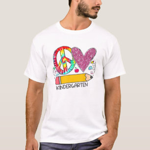 T-shirt Peace Love Kindergarten Retour À L'Équipe D'École 