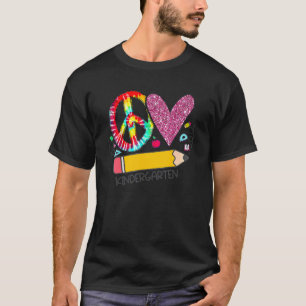 T-shirt Peace Love Kindergarten Retour À L'Équipe D'École 