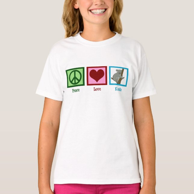 T-shirt Peace Love Koala Bear Cute Kids (Devant)