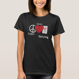 T-shirt Peace Love Mahjong Jeu Casino Joueur Chinois