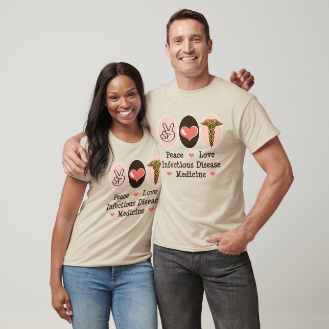 T-shirt Peace Love Maladie Infectieuse Médecine Baseball T (Unisexe)