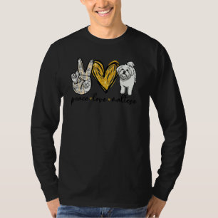 T-shirt Peace Love Maltese Chien Maltese Papa Maman Mères