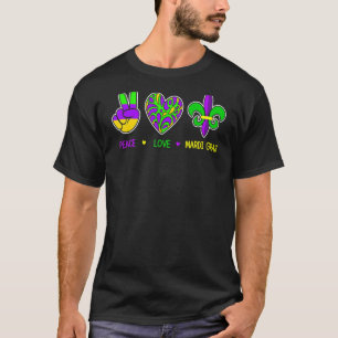 T-shirt Peace Love Mardi Gras Fleur De Lis Gros Mardi