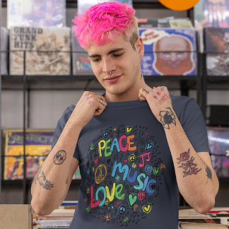 T-shirt Peace Love Music