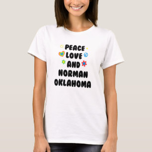 T-shirt Peace Love Norman Oklahoma Patriotic Ok Patriotism