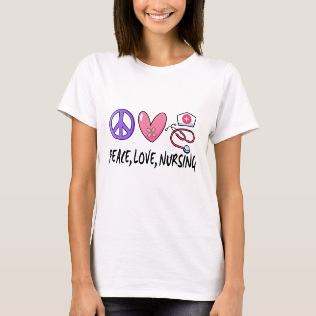 T-shirt Peace Love Nuring (Devant)