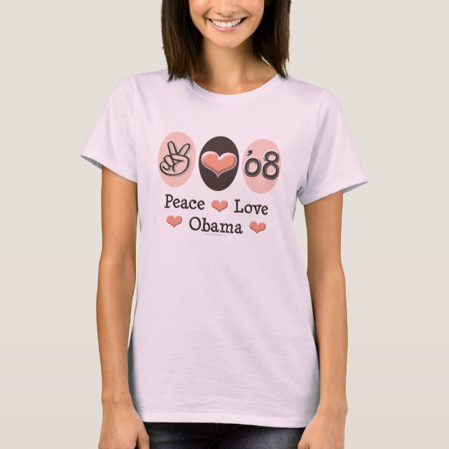 T-shirt Peace Love Obama 08 Organic Tee (Devant)