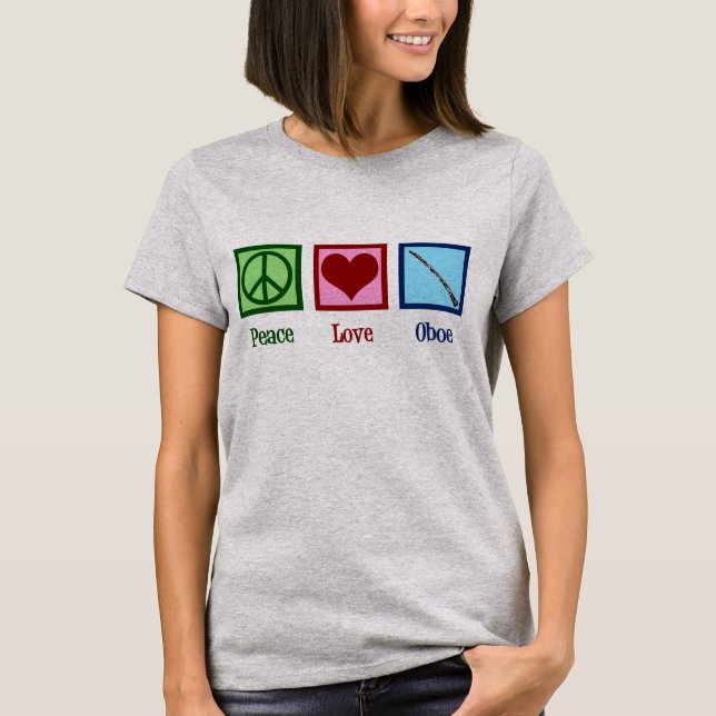 T-shirt Peace Love Oboe (Devant)