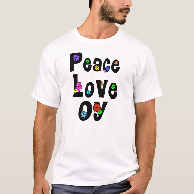T-shirt Peace Love Oy Jewish Hippie (Devant)