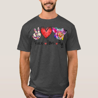T-shirt Peace Love Pigs Funny Cochon Lover Farmer Girls Fe
