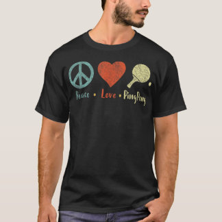 T-shirt Peace Love Ping Pong Table Tennis Player Retro Vin