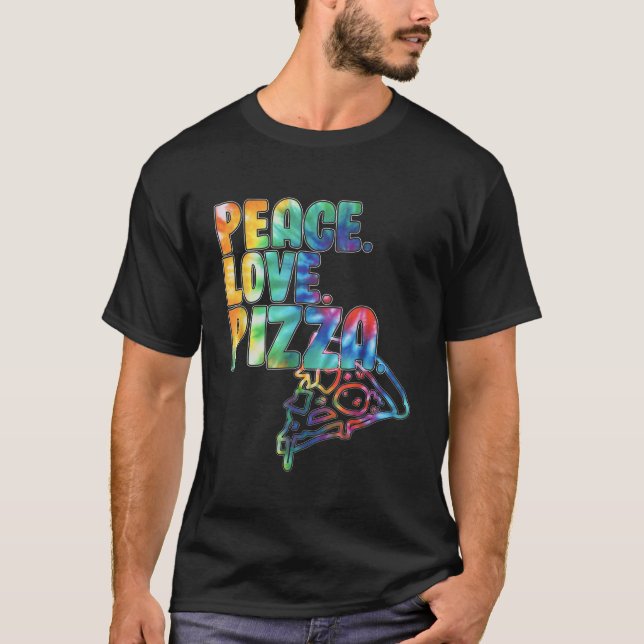 T-shirt Peace Love Pizza Tie Dye (Devant)