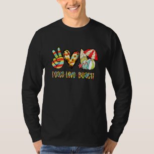 T-shirt Peace Love Plage Paix Main Signal tournesol été