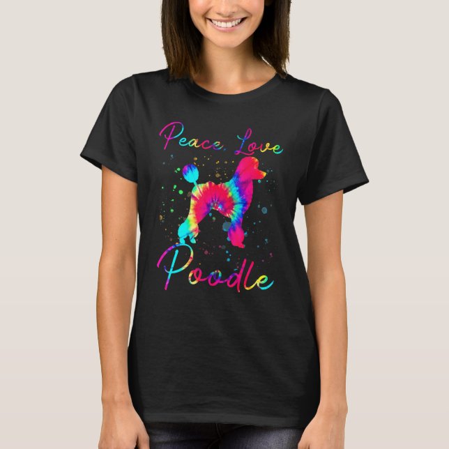 T-shirt Peace Love Poodle Dog (Devant)