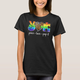T-shirt Peace Love Pop It Puzzle Support Sensibilisation s