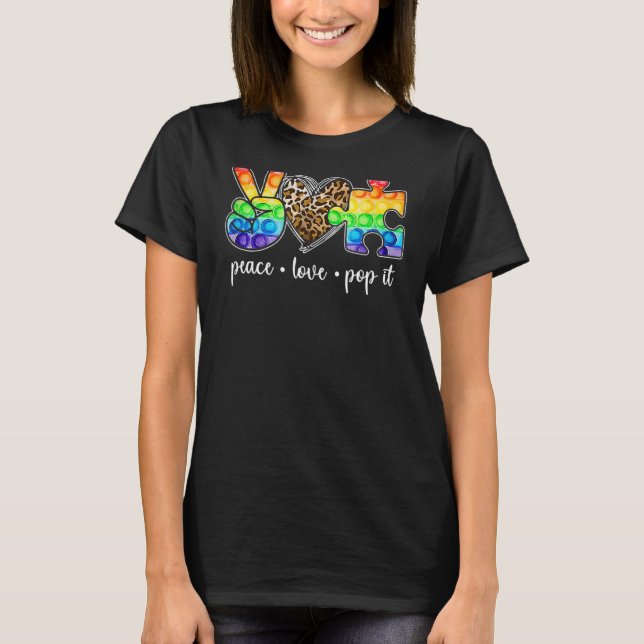 T-shirt Peace Love Pop It Puzzle Support Sensibilisation s (Devant)