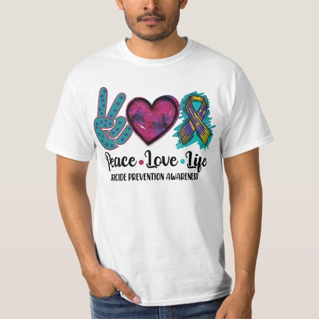 T-shirt Peace Love Prévention du suicide (Devant)
