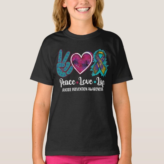T-shirt Peace Love Prévention du suicide (Devant)
