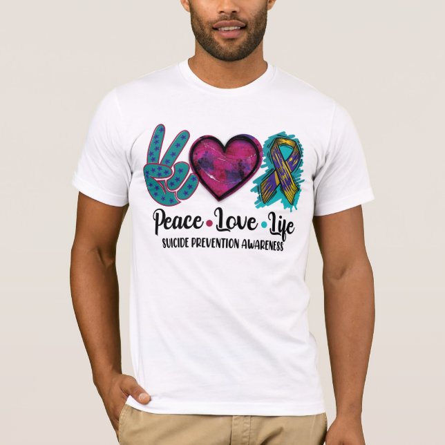 T-shirt Peace Love Prévention du suicide (Devant)