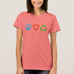 T-shirt Peace Love Recycle - plusieurs couleurs et