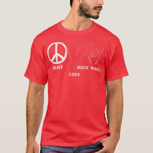 T-shirt Peace Love Rock N Roll Hippie Design Rock Music Lo