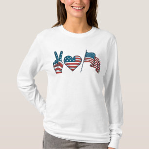 T-shirt Peace Love Rouge Bleu blanc