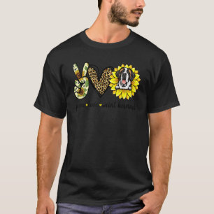 T-shirt Peace Love Saint Bernard Dog Sunflower