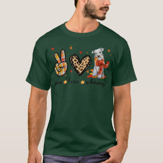 T-shirt Peace Love Schnauzer Scarf Leopard Fall Autumn Tha