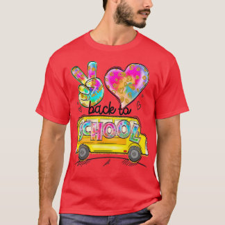 T-shirt Peace Love School Bus Driver Mette Back To School