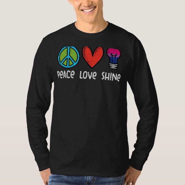 T-shirt Peace Love Shine Bisexual Bi Pride Stuff Drapeau L (Devant)