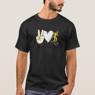T-shirt Peace Love Skiing Peace Hand Sign Skiing