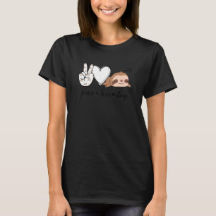 T-shirt Peace Love Sleep Peace Hand Sign Sleep Sloth