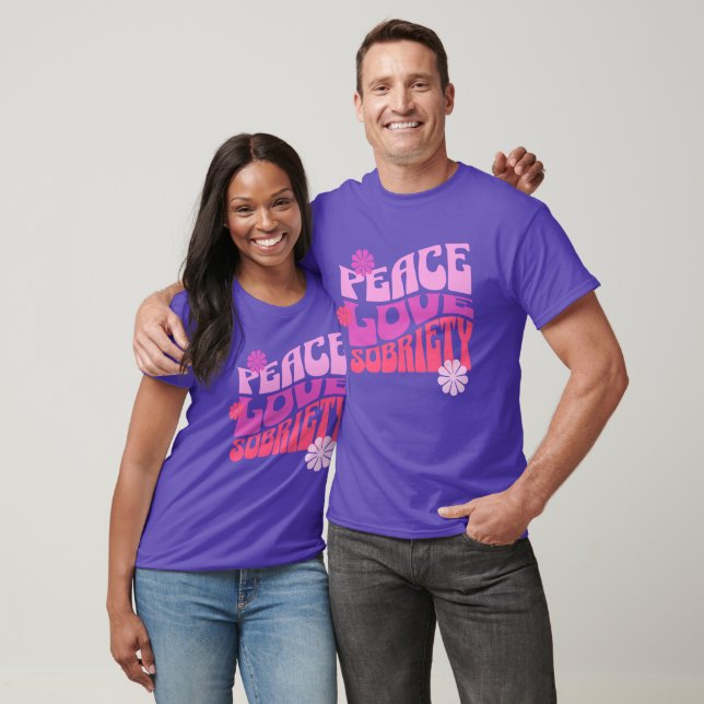 T-shirt Peace Love Sobriety Recovery Saint Valentin T-shir (Unisexe)