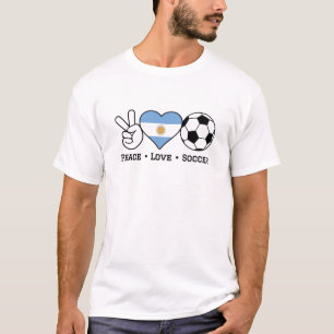 T-shirt Peace Love Soccer Argentine Homme
