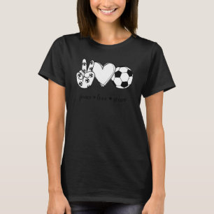 T-shirt Peace Love Soccer Peace Hand Sign Soccer