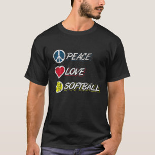 T-shirt Peace Love Softball Américain Softball Joueur Hipp