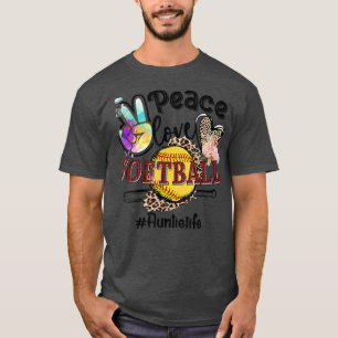T-shirt Peace Love Softball Auntie Life Maman Grandma Leop