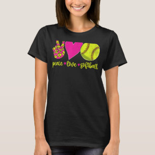 T-shirt Peace Love Softball Maman Hommes Femmes Enfants
