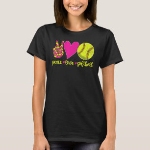 T-shirt Peace Love Softball Maman Hommes Femmes Enfants