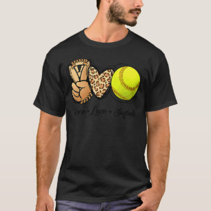 T-shirt Peace Love Softball Moms Empreinte de léopard Moth