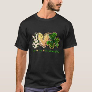 T-shirt Peace Love St Patrick'S Day Femmes Filles Leopard