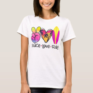 T-shirt Peace Love Surf d'été Rétro Vacances