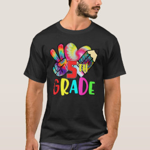 T-shirt Peace Love Teache de 5e année Tie Dye