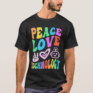T-shirt Peace Love Technologie Retro Ordinateur Vibes de p
