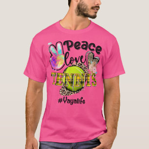 T-shirt Peace Love Tennis Yaya Life Maman Grand-mère Leopa