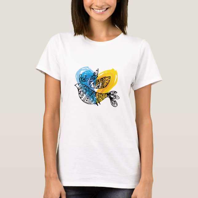 T-shirt Peace Love Ukraine Nightingale (Devant)