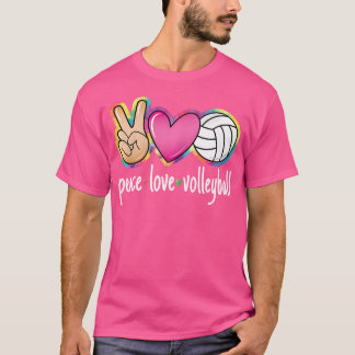 T-shirt Peace Love Volleyball Femmes Filles Enfants Volley