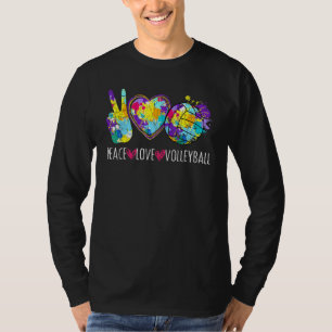 T-shirt Peace Love Volleyball Graphisme Pour Coach Joueur