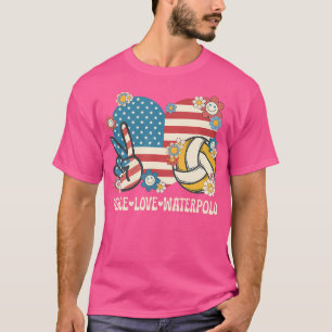 T-shirt Peace Love Water Polo American Flag Eau patriotiqu