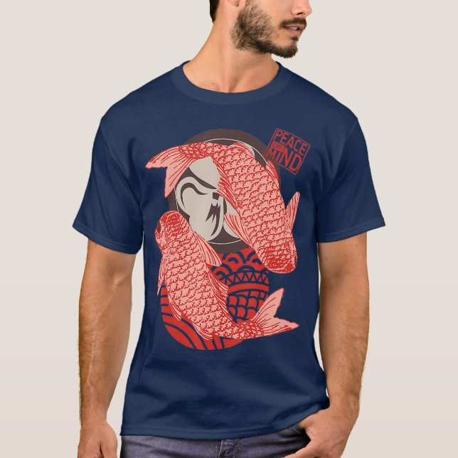 T-shirt Peace Mind Therapist Ying Yang Cadeau Koi Fish (Devant)